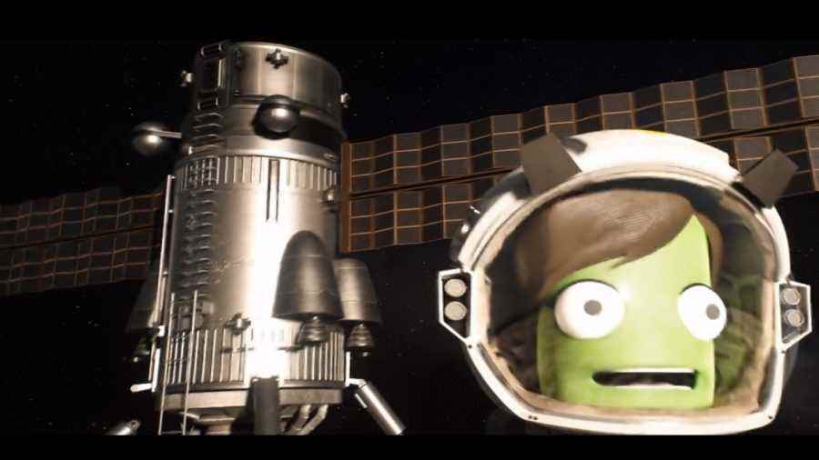 uydusu olan yeşil yüzlü bir Kerbal