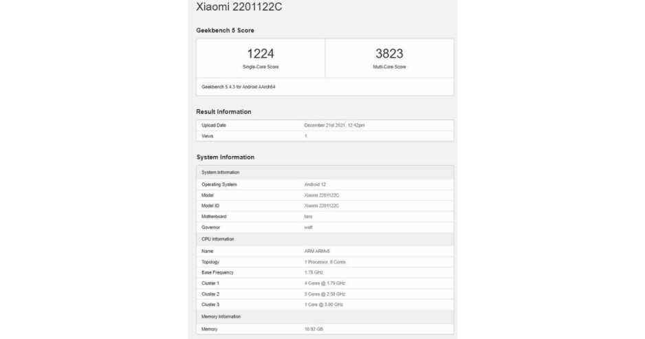 Snapdragon 8 Gen 1 ile Xiaomi 12 Pro Geekbench'te görünüyor