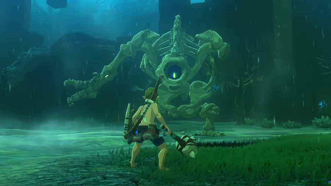 Zelda yıldızı Link, Nintendo Switch için The Legend of Zelda: Breath of the Wild'da iskelet bir tepegözle karşı karşıya