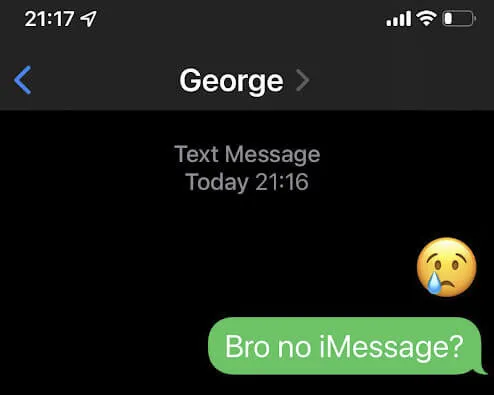 George'dan iMessage hakkında mesaj.