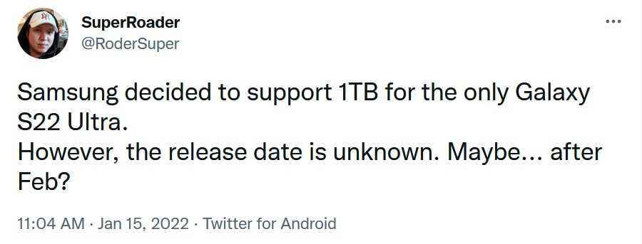 Eski Samsung çalışanı, 1 TB Galaxy S22 Ultra modeli hakkında tweet attı - 5G Galaxy S22 Ultra, 1 TB depolama seçeneğiyle gelmesi bekleniyor