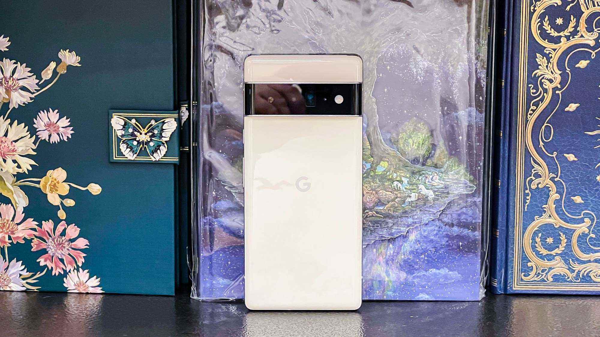 pixel 6 pro kitaplara yaslanmış kameraya geri döndü