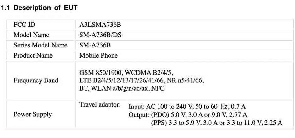 FCC listesi, yaklaşmakta olan Samsung Galaxy A73 için en yüksek şarj hızını sızdırıyor