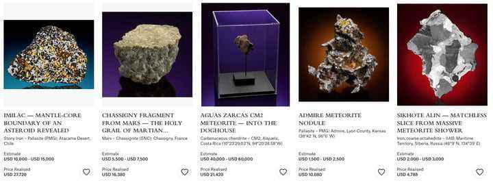 Meteoritler, Şubat 2022'de Christie's'de açık artırmaya çıkıyor.