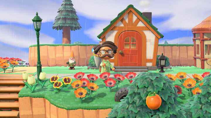 Animal Crossing: New Horizons'da ağ tutan karakter.