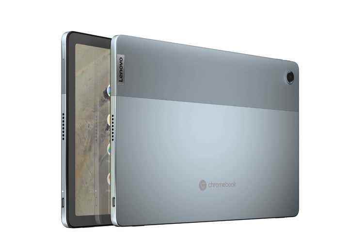 Lenovo IdeaPad Duet 3 tabletin önü ve arkası.
