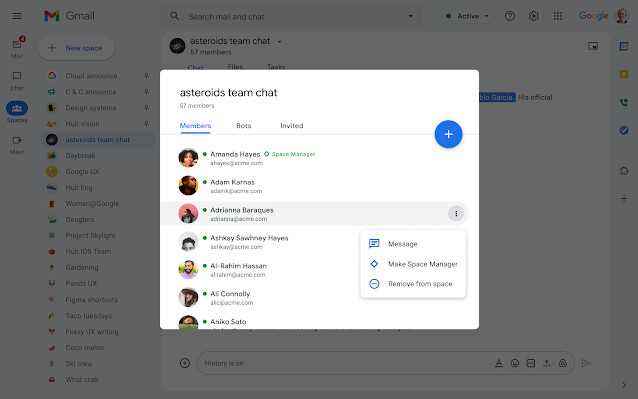Harika Space Manager rozeti - Google Chat, yeni Space Manager özelliğini kullanıma sunuyor