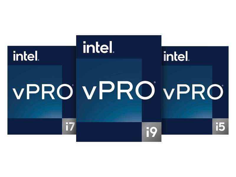 Intel vPro 12. Nesil Aile Rozetleri (i5, i7, i9).  Gömülü 16x9, 4x3, 1x1 yorumlamaları içerir