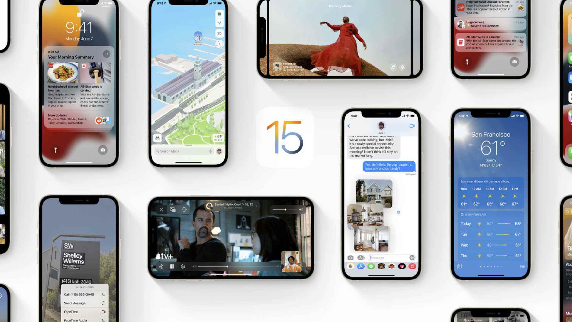 Yazılımın nasıl çalıştığını gösteren bir dizi iOS 15 ekran görüntüsü