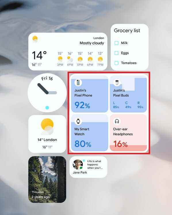 Pil widget'ı Mayıs 2021'de Android 12 beta 1'de nasıl görünüyordu - Geçici Çözüm, Pixel 6 kullanıcılarının Özellik Düşüşü almadan pil widget'ını yüklemesine olanak tanır