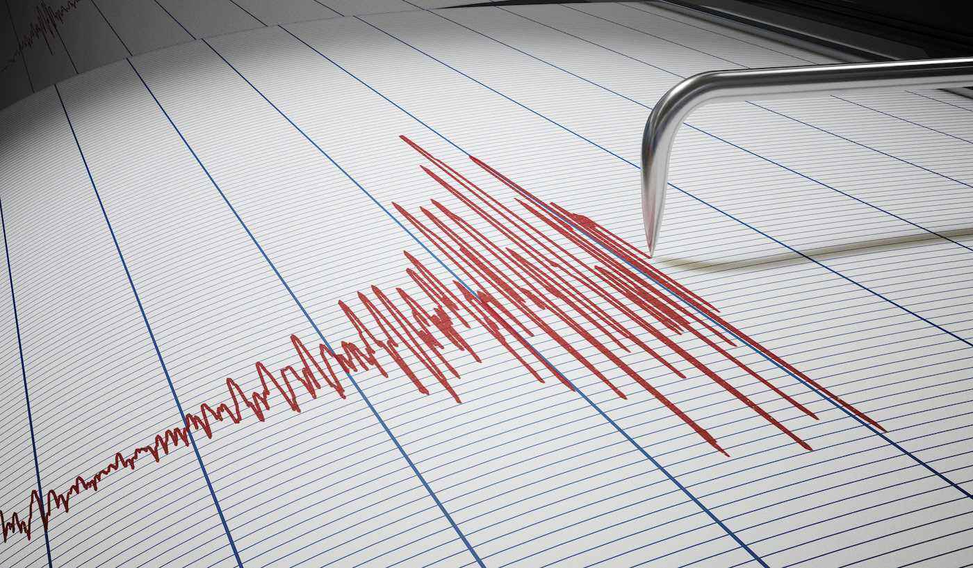 Deprem tespiti veya yalan dedektörü için sismograf grafik çiziyor.  3D render illüstrasyon.