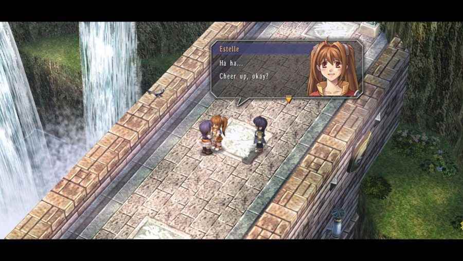 PC'deki en iyi çevrimdışı oyunlardan biri olan Trails in the Sky'da bir köprüde bir kadınla konuşmak