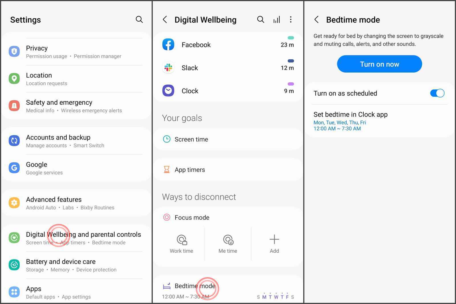 Digital Wellbeing'deki Uyku Vakti menüsüne bu şekilde ulaşılır - Galaxy S22'deki Uyku Vakti Modu sıcak bir karmaşadır.  onu çözelim