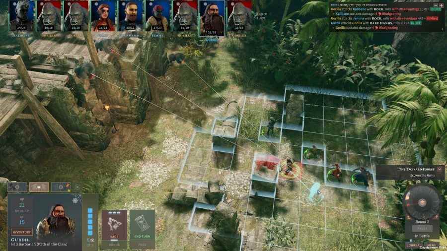 Solasta Lost Valley mükemmel DnD RPG: orman ortamında savaşan bir kooperatif partisi