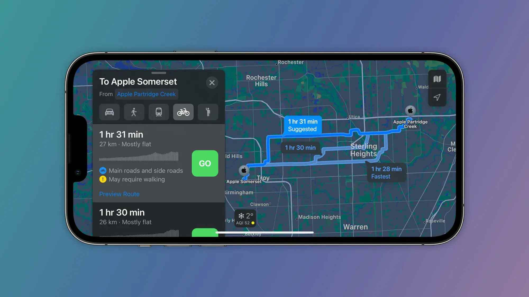 Apple Haritalar'ın bisikletle yol tarifi özelliği Chicago, Detroit ve diğer ABD şehirlerine yayılıyor