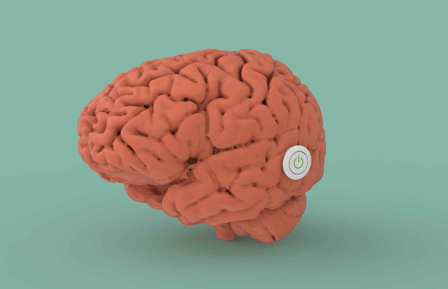 Güç açma kapama düğmesi anahtarı ile beyin konsepti 3d render görüntü
