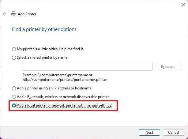Manuel ayarlarla yerel bir yazıcı veya ağ yazıcısı ekleyin