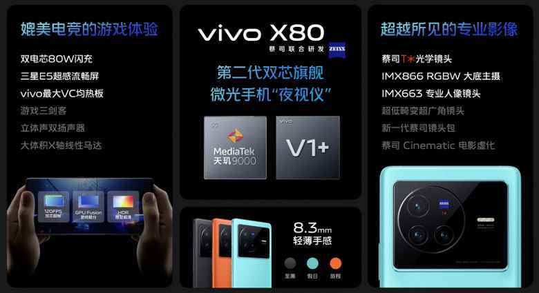 Zeiss kameralı birinci sınıf akıllı telefon ve 565 $ karşılığında Galaxy S22 Ultra'dan daha iyi performans.  Vivo X80 tanıtıldı
