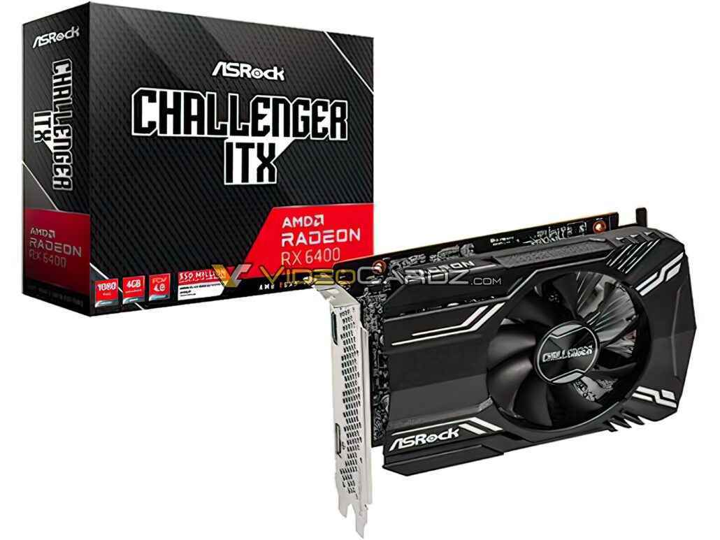 ASRock Radeon RX 6400 Challenger ITX grafik kartı, Çarşamba günü piyasaya sürülmeden önce ortaya çıktı.  (Resim Kredisi: Videocardz)