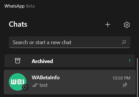 Whatsapp Beta Arşivlenmiş Sohbetler