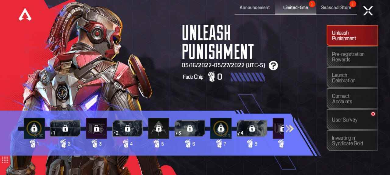 Apex Legends Mobile'da görüldüğü gibi Unleash Punishment etkinliği.