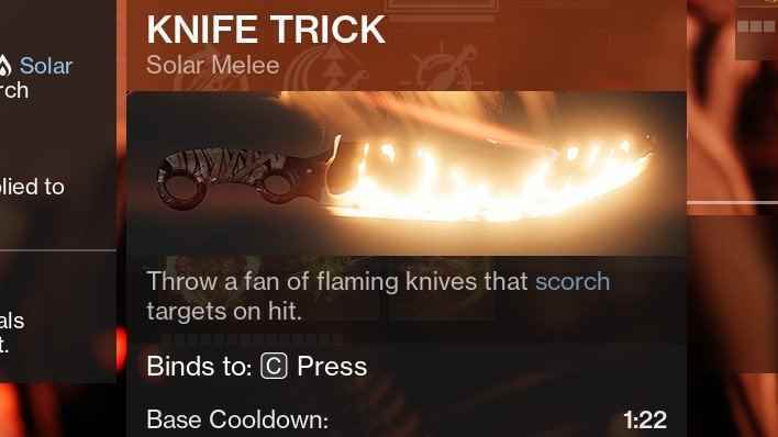 Destiny 2 Solar 3.0 Hunter, Knife Trick'i inşa ediyor