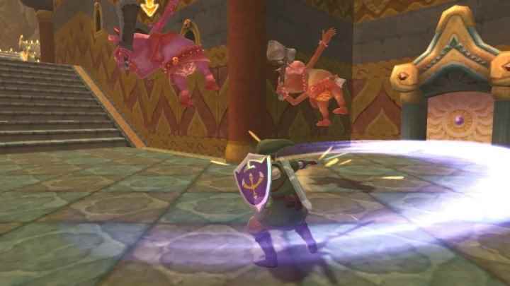 Skyward Sword HD'de kılıcını sallayan Link.