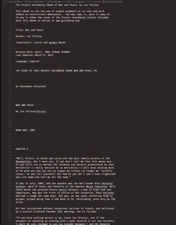 Ünlü Tolstoy literatürü NVIDIA CUDA'da kullanım buluyor ve sadece bir paskalya yumurtası olarak değil