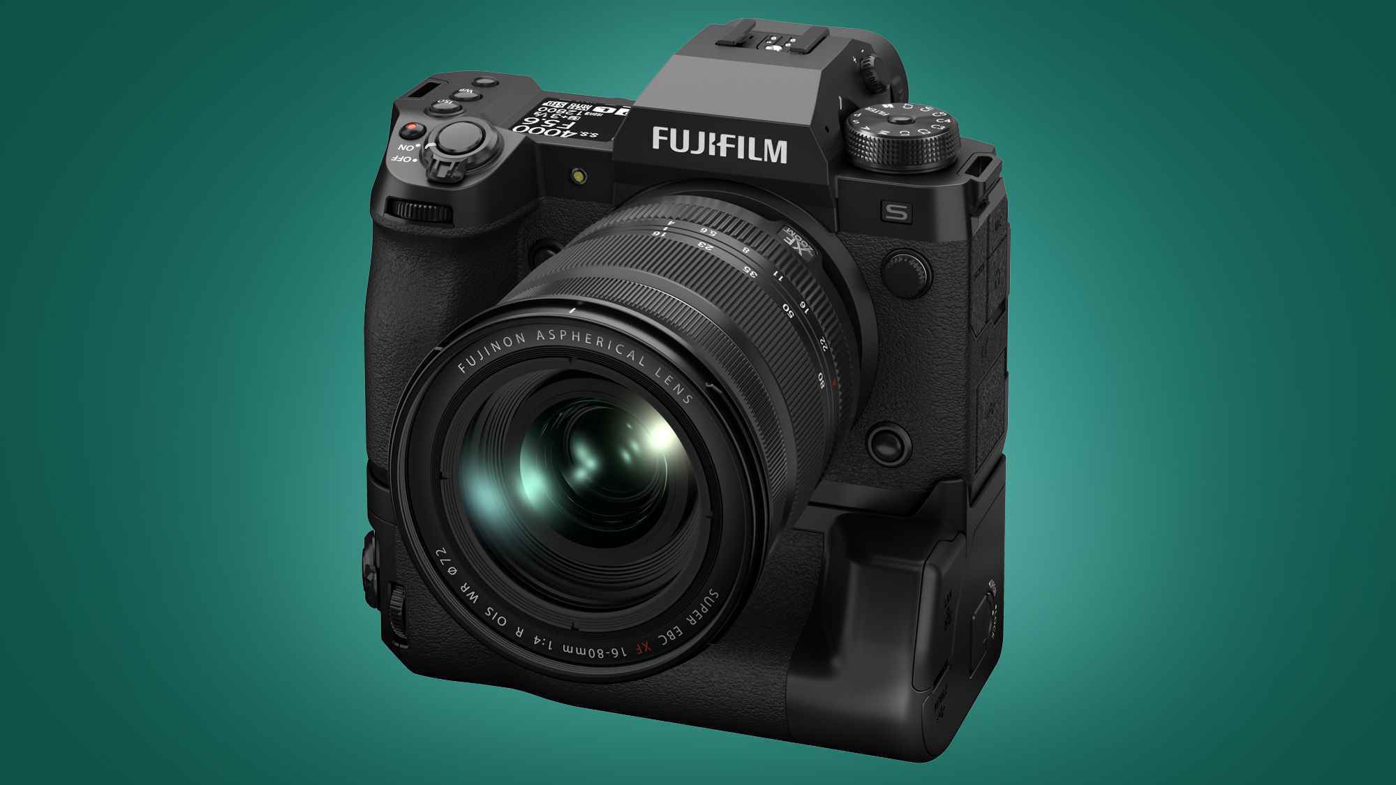 Yeşil bir arka plan üzerinde Fujifilm X-H2S