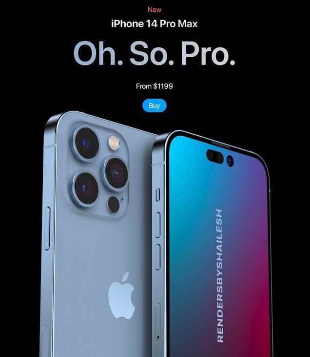 Söylentilere göre 1.199$'lık başlangıç ​​fiyatı da dahil olmak üzere iPhone 14 Pro Max konsepti.  Credit @Shaileshhari03 - 2022 iPhone modellerinin alıcıları, fiyatlandırmaya dayalı olarak zor kararlar alacak