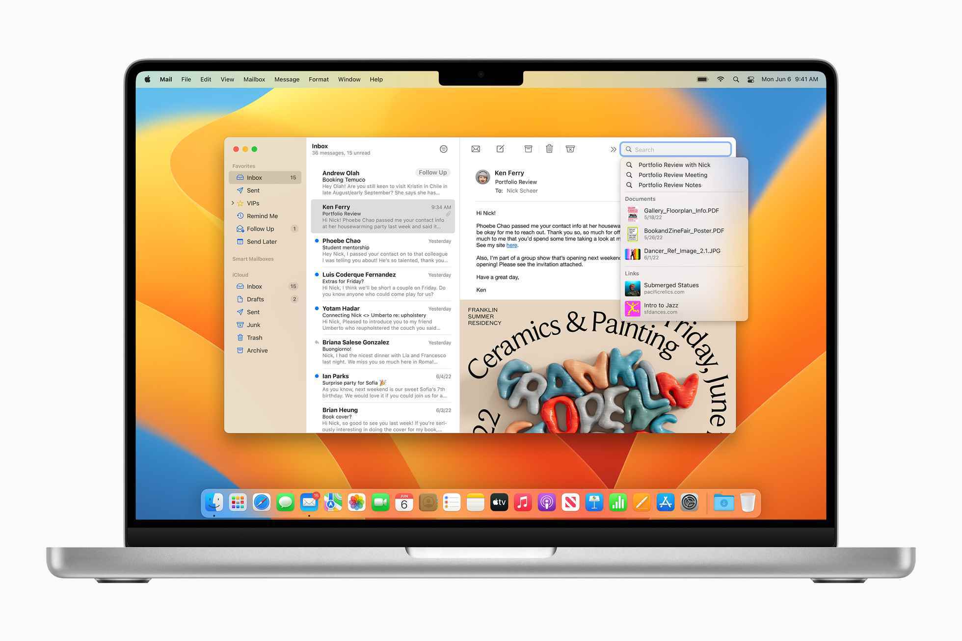 macOS Ventura'daki Mail uygulaması arayüzünün görüntüsü