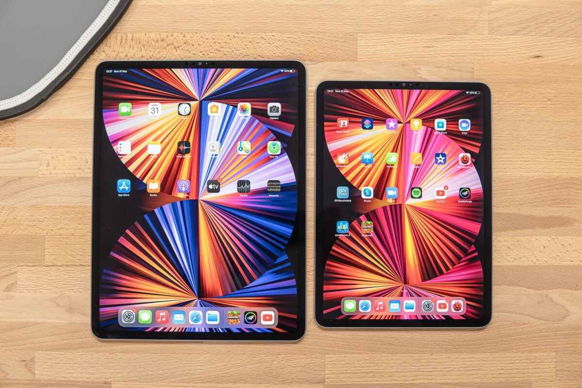 Bunlar şu anda en yeni 12.9 (solda) ve 11 inç (sağda) iPad Profesyonelleri.  - Apple'ın 2022 iPad Pro serisi, 16 GB 'temel' belleğe sahip canavarca 14,1 inçlik bir model içerebilir