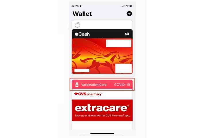 Apple Wallet'ta aşı kartı.