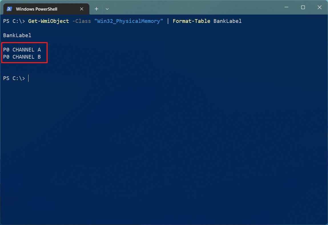 PowerShell, Windows 11'de kullanılan RAM yuvalarını belirler