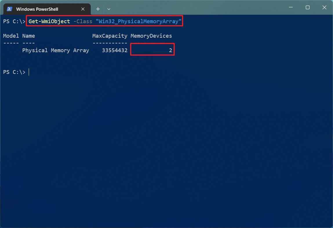 Windows 11'de bulunan PowerShell RAM yuvalarını kontrol edin