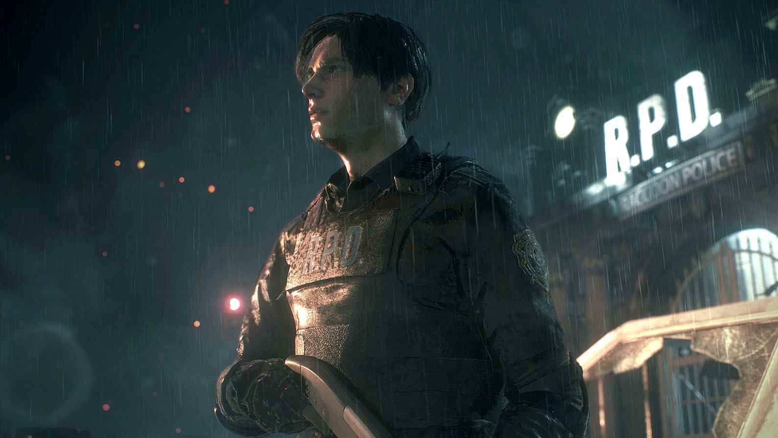 Leon Kennedy, Resident Evil 2 remake'de yağmurda ayakta