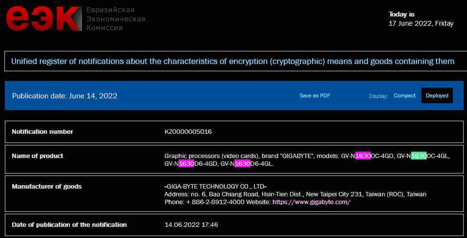 Gigabyte GeForce GTX 1630