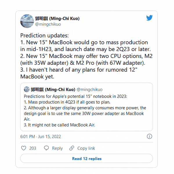 İçeriden Ming-Chi Kuo, 15 inç MacBook'un ne zaman piyasaya sürüleceğini söyledi