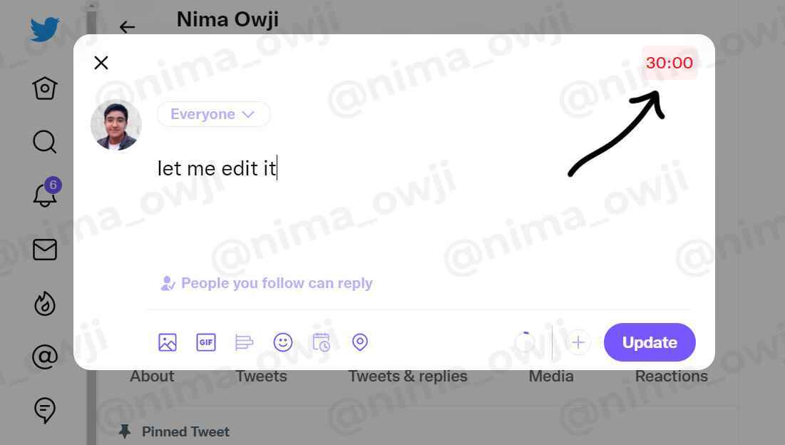 Resim kaynağı - Nima Owji - Twitter düzenlemesine bakışlar: tweetinizi düzenlemek için bir zamanlayıcı;  düzenlenmiş tweetlerin eski versiyonlarına tepki verilemez