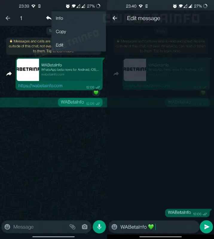 WhatsApp'ta mesaj düzenleme özelliği var