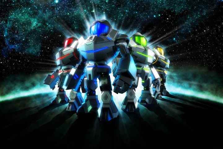 Metroid Prime: Federation Force'dan poz veren dört karakter.