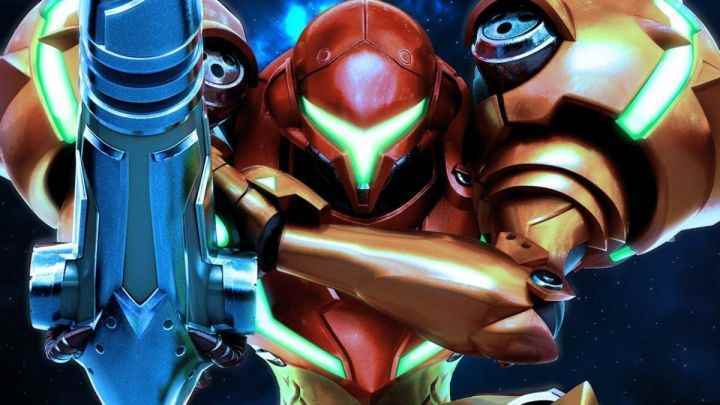 Metroid'den Samus'un kafa kafaya görüntüsü.