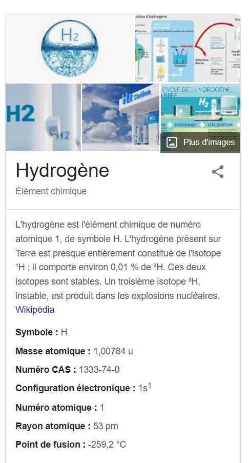 Google'dan Hidrojen hakkında bilgi