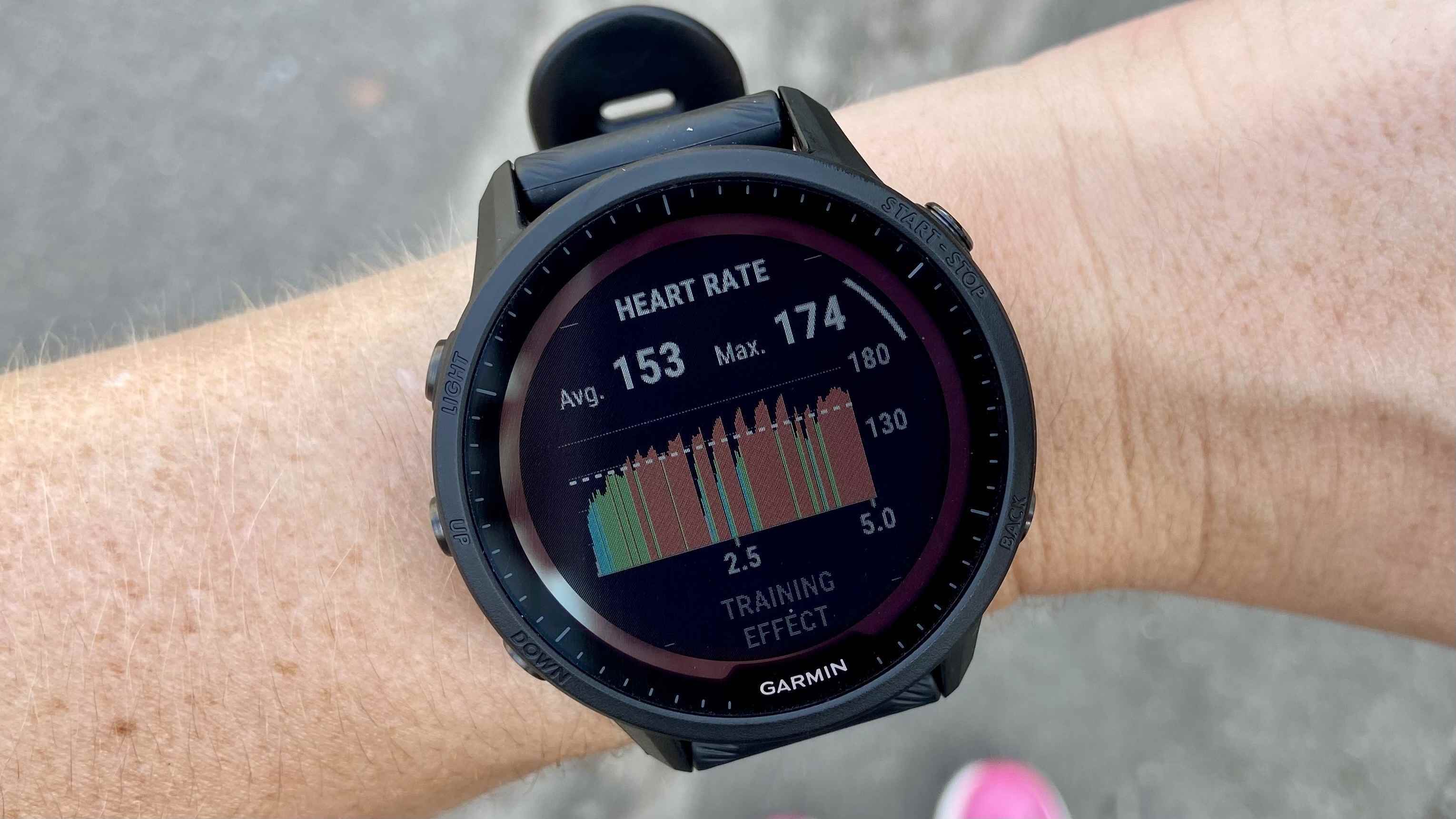 Garmin Forerunner 955'teki kalp atış hızı bölgelerinin bir fotoğrafı