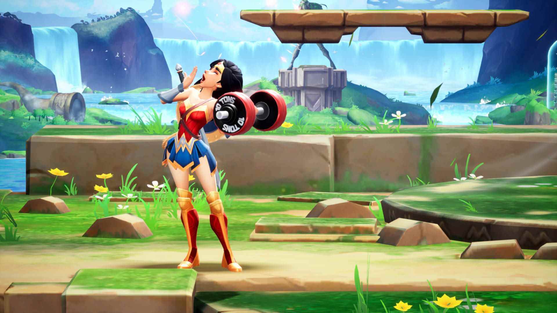 Multiversus seviye listesi: Wonder Woman ağırlık kaldırıyor ve esniyor.