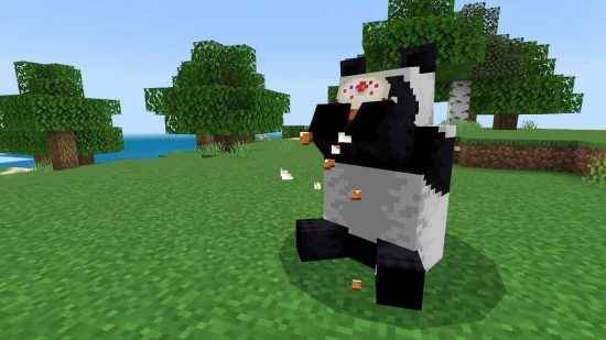 Minecraft pastası yiyen panda