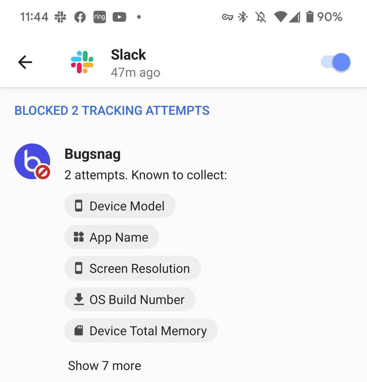 DuckDuckGo ekran görüntüsünde Slack için Uygulama İzleme Korumasını Devre Dışı Bırakma