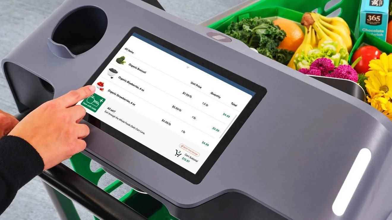 Amazon'un Dash Cart'ındaki ekran.