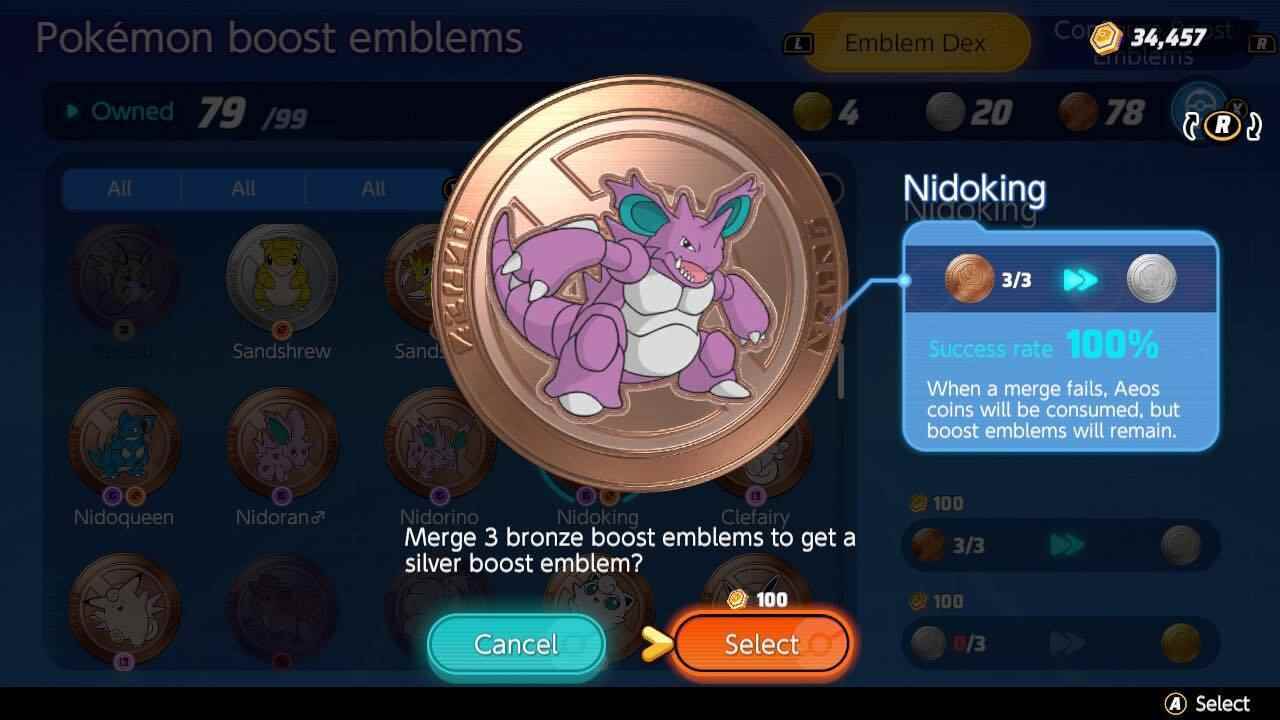 Üç Bronz Nidoking Boost Amblemini Birleştirme Seçimi