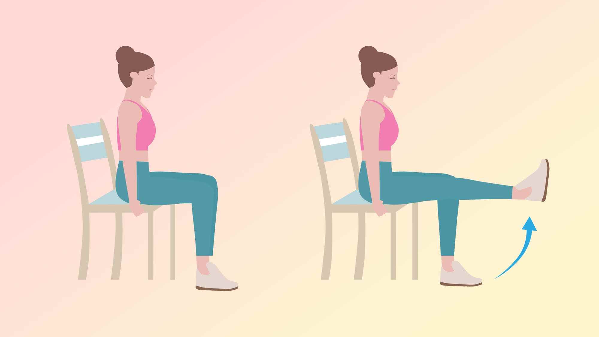 oturmuş bacak kaldırma yapan bir kadının bir illüstrasyonu